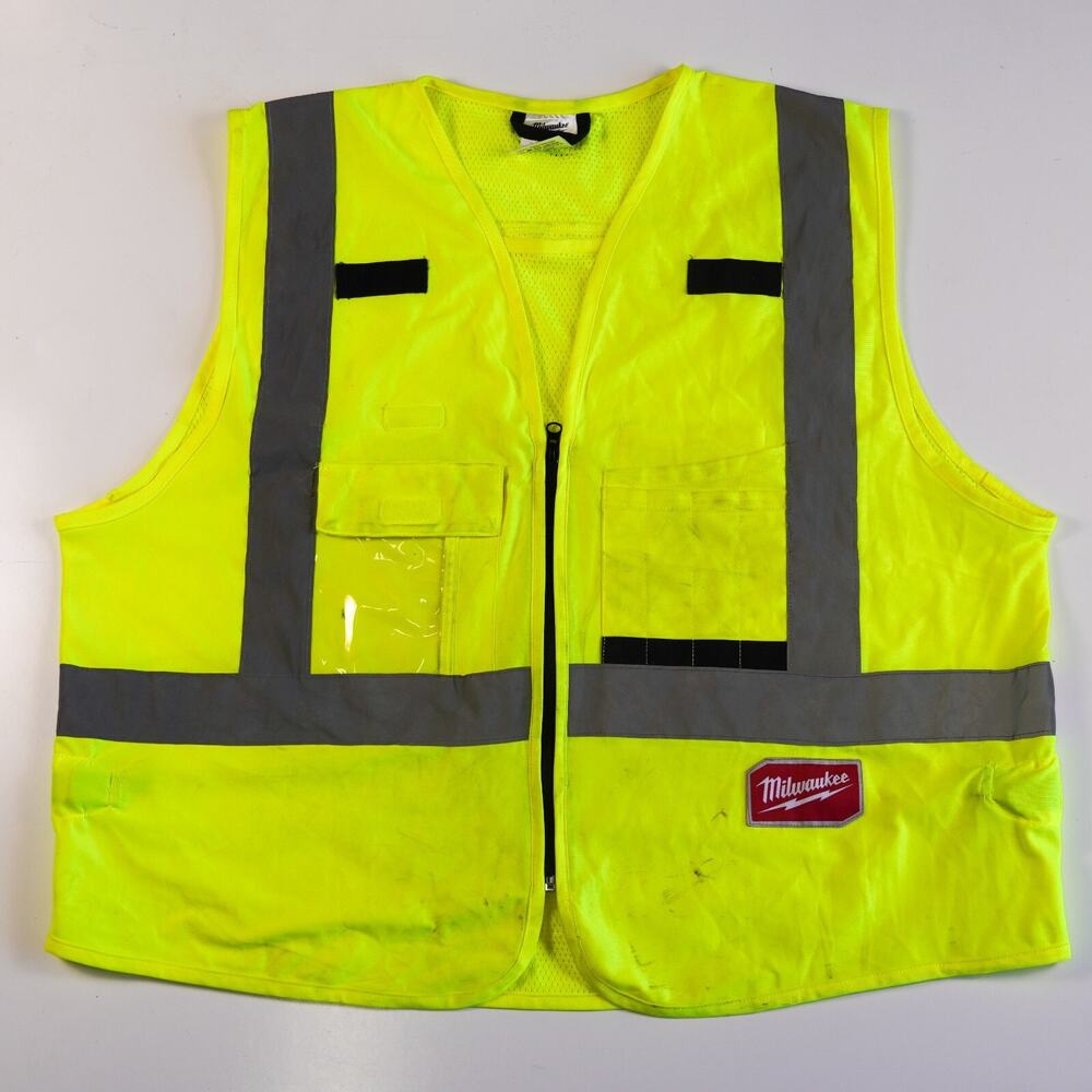 Milwaukee High Visibility Reflective Safety Vest Yellow Construction Jacket L/XL